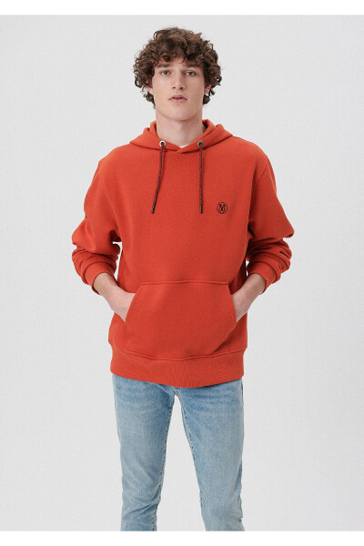 Orange Hoodie with Logo Embroidery 065809-70481 - 7