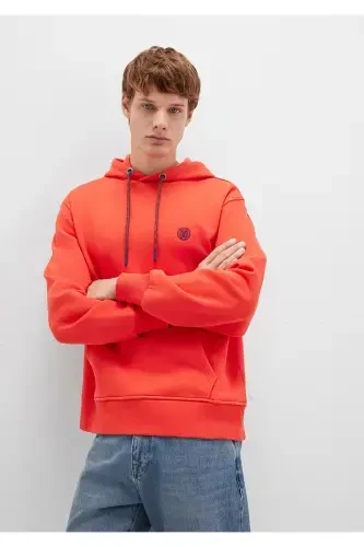 Orange Hoodie with Logo Embroidery 065809-70481 - 1