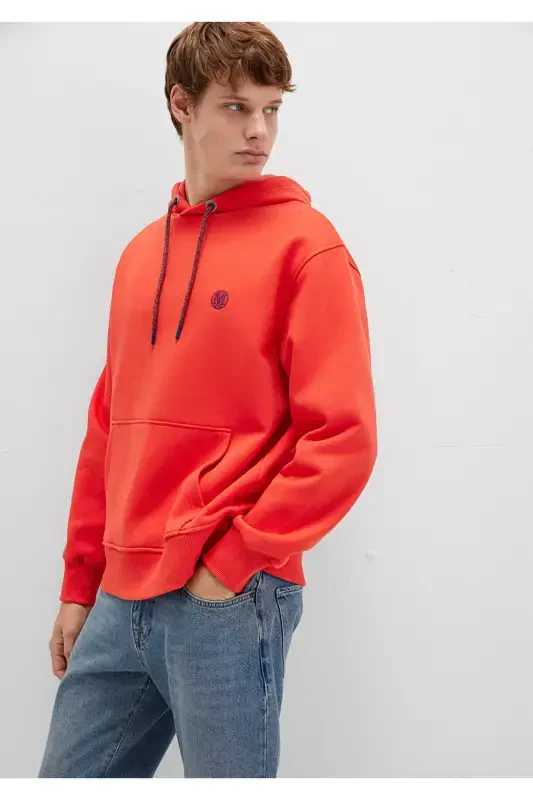 Orange Hoodie with Logo Embroidery 065809-70481 - 3