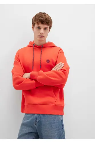 Orange Hoodie with Logo Embroidery 065809-70481 - 1