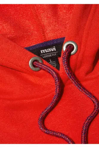 Orange Hoodie with Logo Embroidery 065809-70481 - 7