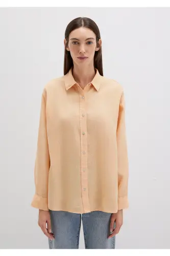 Orange Linen Shirt Loose Fit / Relaxed Fit 1 - 3