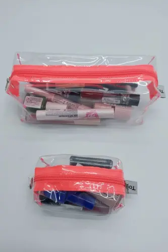 Orange Matryoshka Makeup Bag 2 Pieces-Orange_Transparent - 3