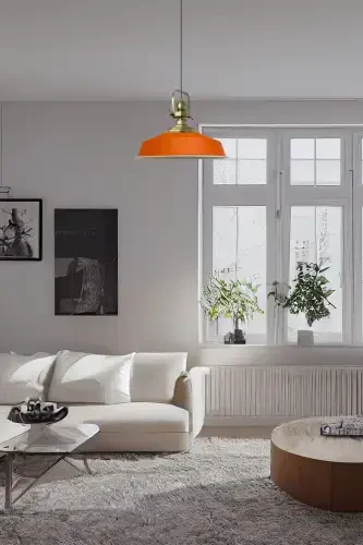 Orange Noble Single Chandelier Antique Head Retro Pendant Lamp Restaurant Cafe Hall Chandeliers-Orange - 5