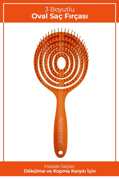 Orange Pro 3D Oval Hair Brush - Comb - 1