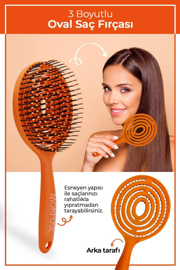 Orange Pro 3D Oval Hair Brush - Comb - 3