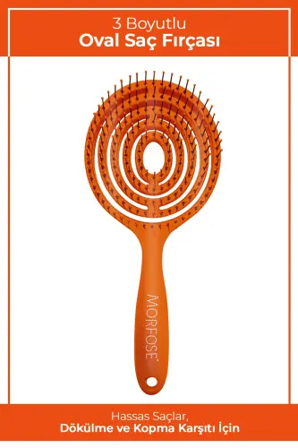 Orange Pro 3D Oval Hair Brush - Comb - 1