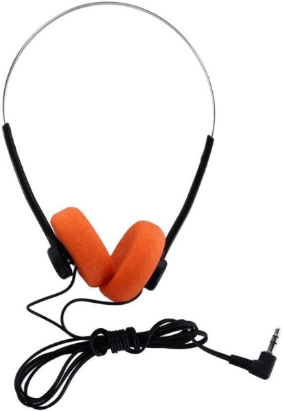 Orange Retro On Ear Headphones, Lightweight Portable Headphone with Adjustable Headband, Wired Stereo Headphones, Cute Walkman Headphone Travel - 1