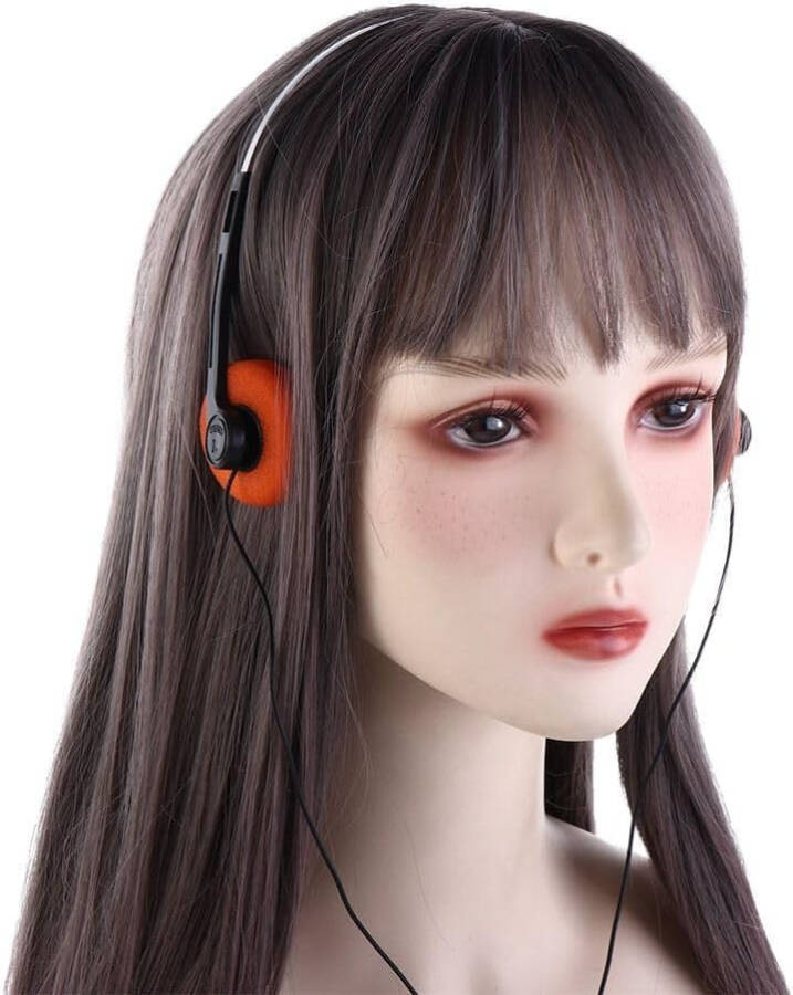 Orange Retro On Ear Headphones, Lightweight Portable Headphone with Adjustable Headband, Wired Stereo Headphones, Cute Walkman Headphone Travel - 3