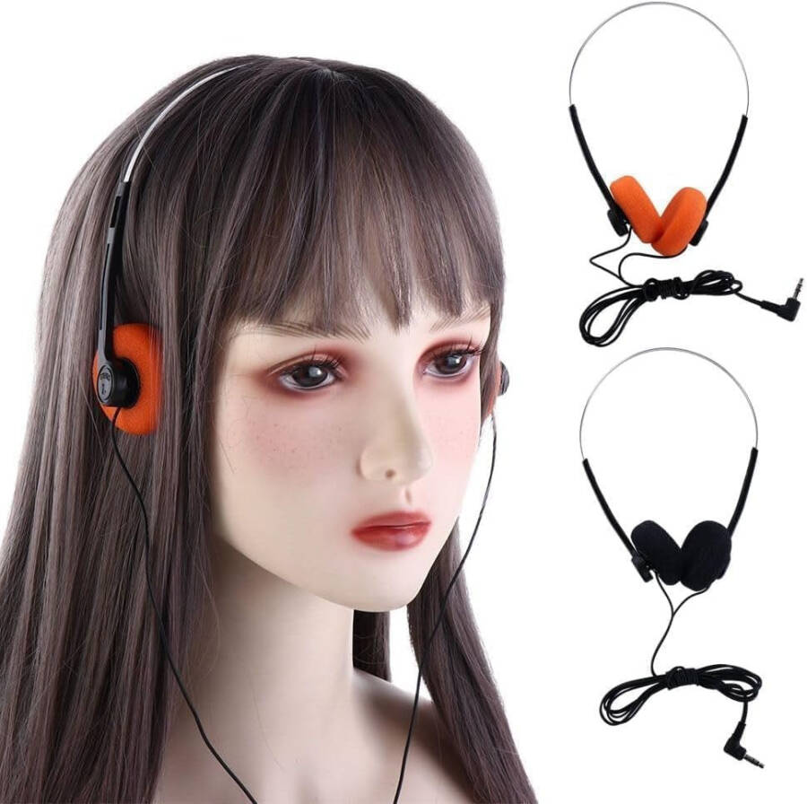 Orange Retro On Ear Headphones, Lightweight Portable Headphone with Adjustable Headband, Wired Stereo Headphones, Cute Walkman Headphone Travel - 4