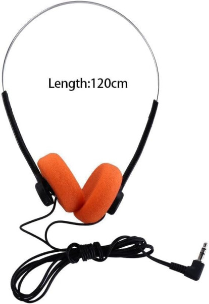 Orange Retro On Ear Headphones, Lightweight Portable Headphone with Adjustable Headband, Wired Stereo Headphones, Cute Walkman Headphone Travel - 7