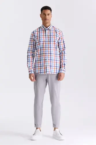 Orange Slim Fit Button-Down Shirt - JAKAMEN (1)