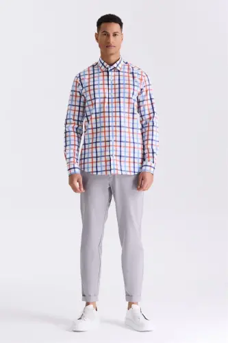 Orange Slim Fit Button-Down Shirt - 2