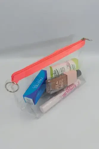 Orange, Transparent Triangle Makeup Bag-Orange_Transparent - 1