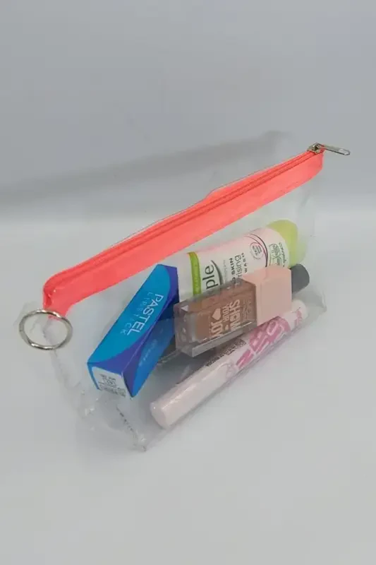 Orange, Transparent Triangle Makeup Bag-Orange_Transparent - 1