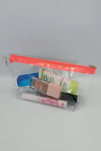 Orange, Transparent Triangle Makeup Bag-Orange_Transparent - 2