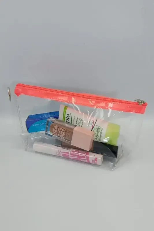 Orange, Transparent Triangle Makeup Bag-Orange_Transparent - 2