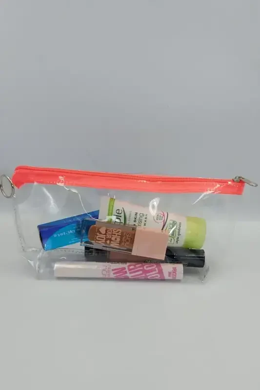 Orange, Transparent Triangle Makeup Bag-Orange_Transparent - 3
