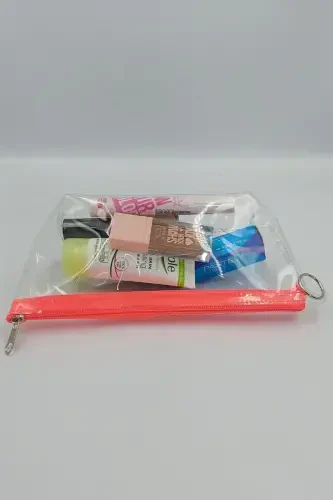 Orange, Transparent Triangle Makeup Bag-Orange_Transparent - 4