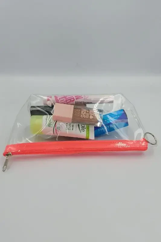 Orange, Transparent Triangle Makeup Bag-Orange_Transparent - 4