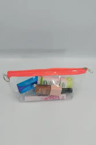 Orange, Transparent Triangle Makeup Bag-Orange_Transparent - 5