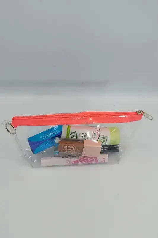 Orange, Transparent Triangle Makeup Bag-Orange_Transparent - 5