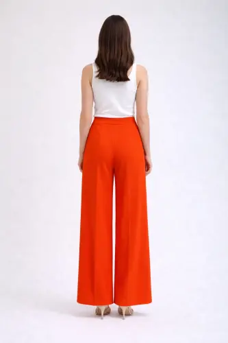 Oranj Bol Paça Krep Pantolon-Oranj - 3