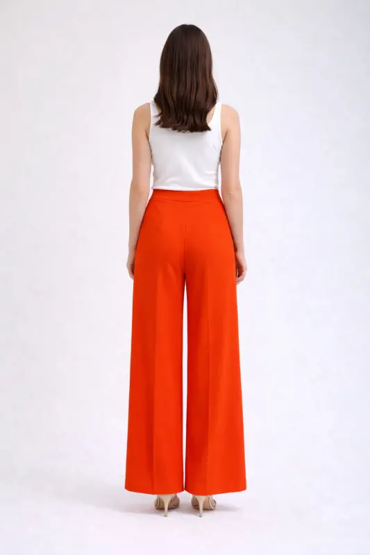 Oranj Bol Paça Krep Pantolon-Oranj - 3
