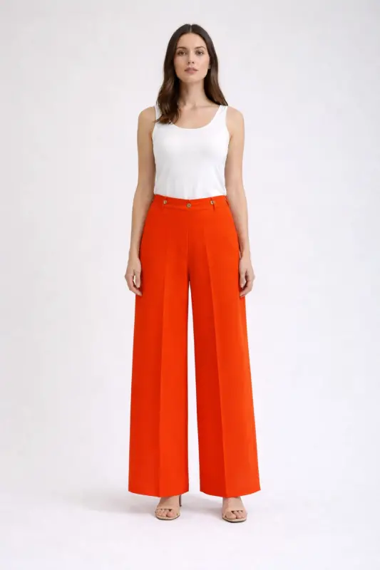 Oranj Bol Paça Krep Pantolon-Oranj - AYHAN