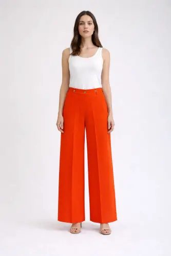 Oranj Bol Paça Krep Pantolon-Oranj 