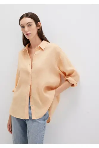 Oранжевая льняная рубашка Loose Fit / Свободный крой 1 