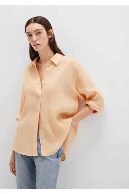 Oранжевая льняная рубашка Loose Fit / Свободный крой 1 - MAVI
