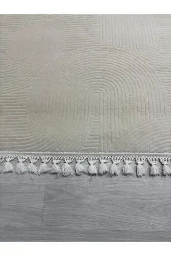 O'rash Soch Popuk Relyef Joy Krem Sirpanmaydigan Taglik Kesma Gilam Yo'lak-Oq - 4