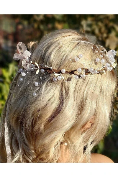 Orchid Flower Crown for Brides, Bridesmaid & Party & Maternity & Outdoor Shoot Crown, Henna Crown and Bridal Crown - Modazone