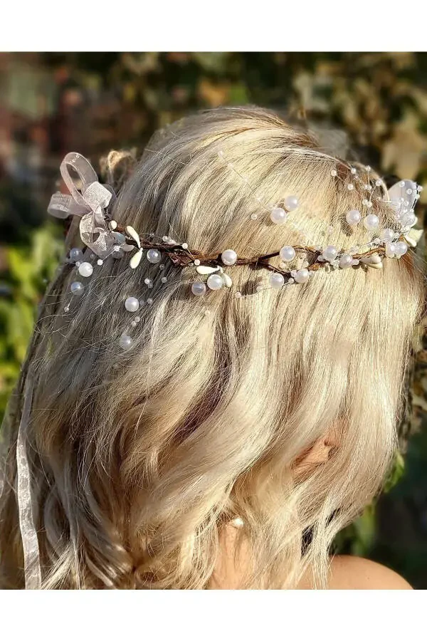 Orchid Flower Crown for Brides, Bridesmaid & Party & Maternity & Outdoor Shoot Crown, Henna Crown and Bridal Crown - 1