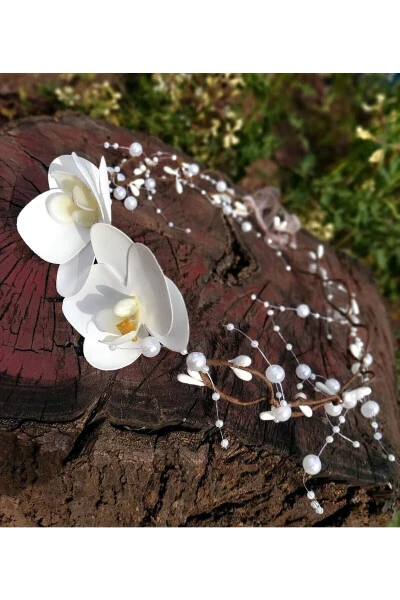 Orchid Flower Crown for Brides, Bridesmaid & Party & Maternity & Outdoor Shoot Crown, Henna Crown and Bridal Crown - Modazone (1)