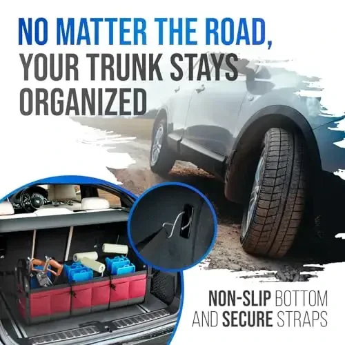 Car Trunk Organizer – Large Collapsible Storage Box with Adjustable Compartments – Heavy-Duty Cargo Organizer for SUV, Truck & Car – Non-Slip Waterproof Trunk Storage Bin for Groceries & Tools - XL - 2