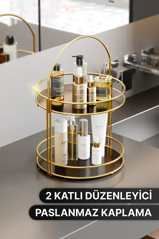 Органайзер для ванной, полка для косметики, полотенец, 2 яруса, 40 см. - 2