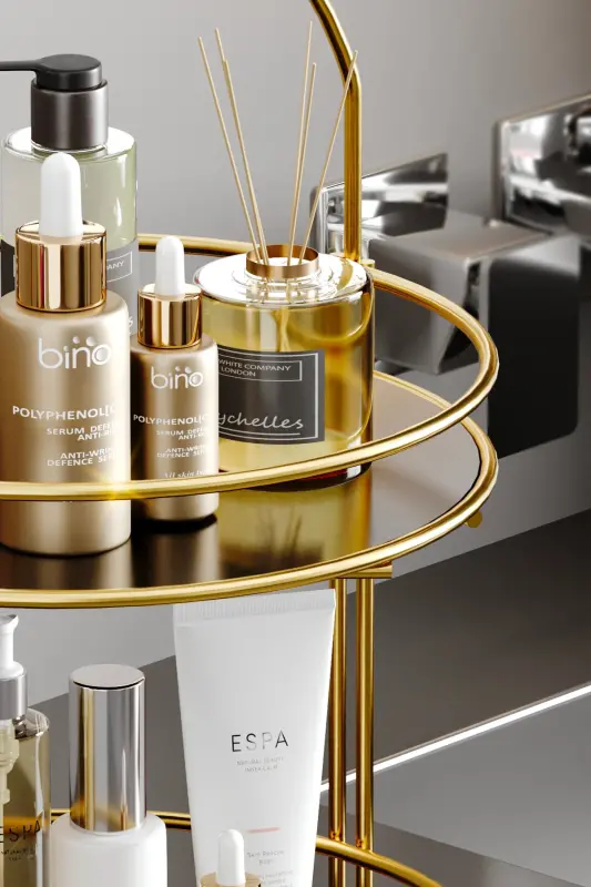 Органайзер для ванной, полка для косметики, полотенец, 2 яруса, 40 см. - 3