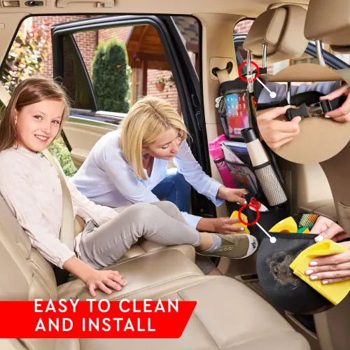 Органайзер для заднего сиденья Helteko с 9 карманами, полиэстер 600D, 64 x 48 см, 2 шт., черный - 1