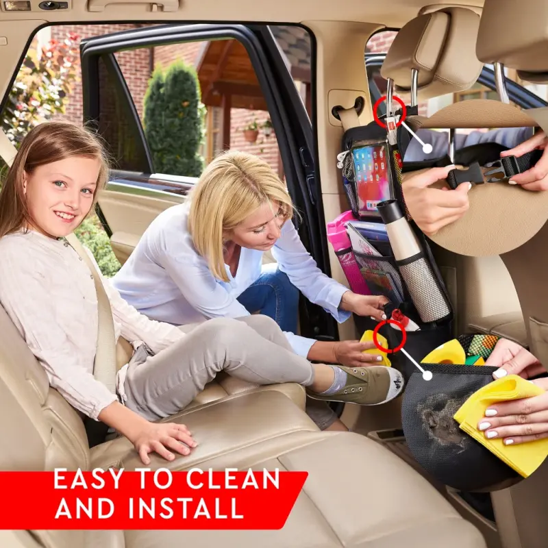 Органайзер для заднего сиденья Helteko с 9 карманами, полиэстер 600D, 64 x 48 см, 2 шт., черный - HELTEKO