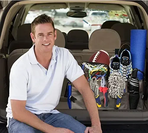 Органайзер в багажник автомобиля – Большая складная коробка для хранения с регулируемыми отделениями – Прочный органайзер для внедорожника, грузовика и автомобиля – Нескользящий водонепроницаемый ящик для хранения продуктов и инструментов в багажнике - 6