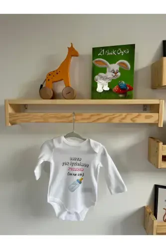 ORGANIC %100 COTTON AZEN WHEN I DRINK TOO MUCH, I VOMIT LIKE MY UNCLE Baby Bodysuit White Onesie Snap-Closure Bodysuit - ARASBASKIEVİ (1)