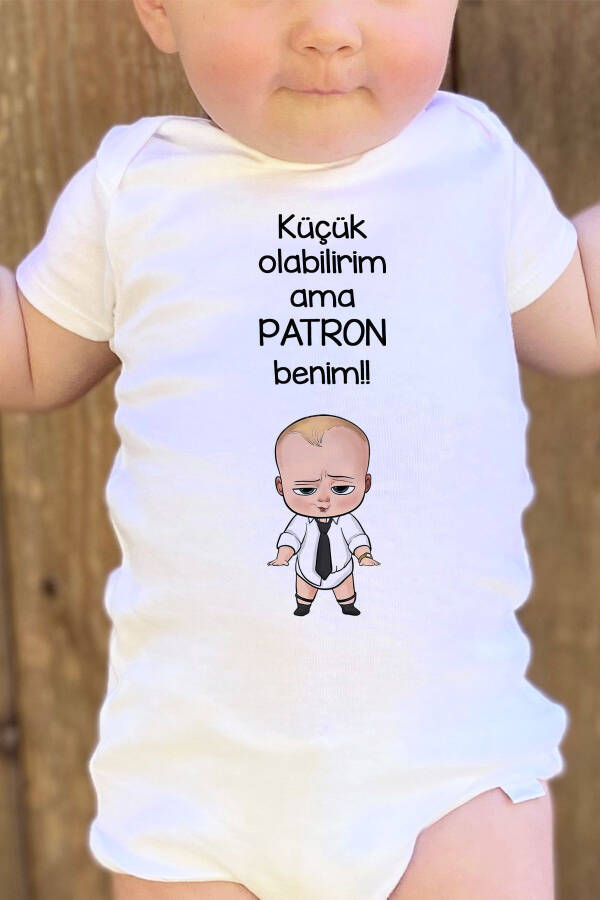 Organic 100% Cotton Boss Baby I May Be Small But I'm The Boss Baby Bodysuit Short Sleeve Romper 5206 - 7