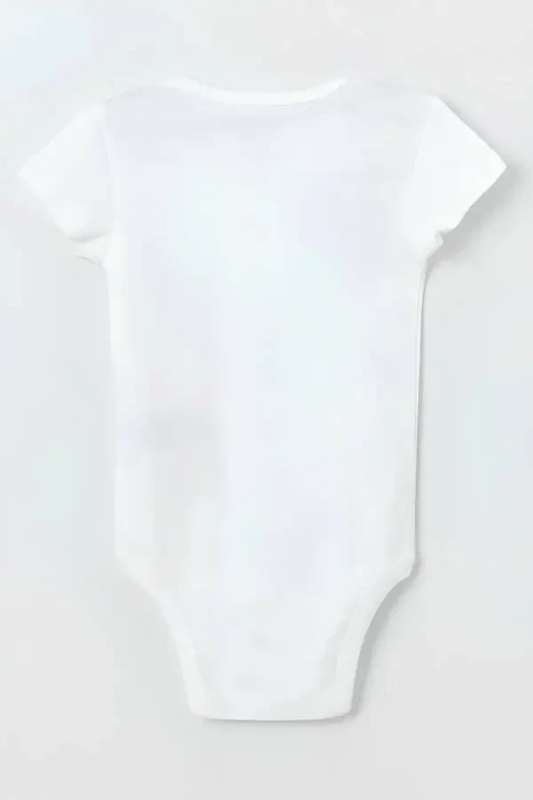 Organic 100% Cotton Mom Dad Printed 2-Piece Baby Bodysuit Set White Snap-Closure Onesie Romper Twin 5179-5180 - 4