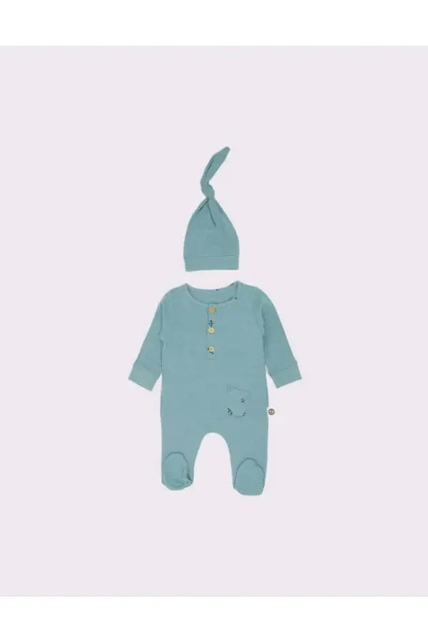 Organic Baby Romper and Bonnet - 1
