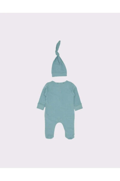 Organic Baby Romper and Bonnet - 3