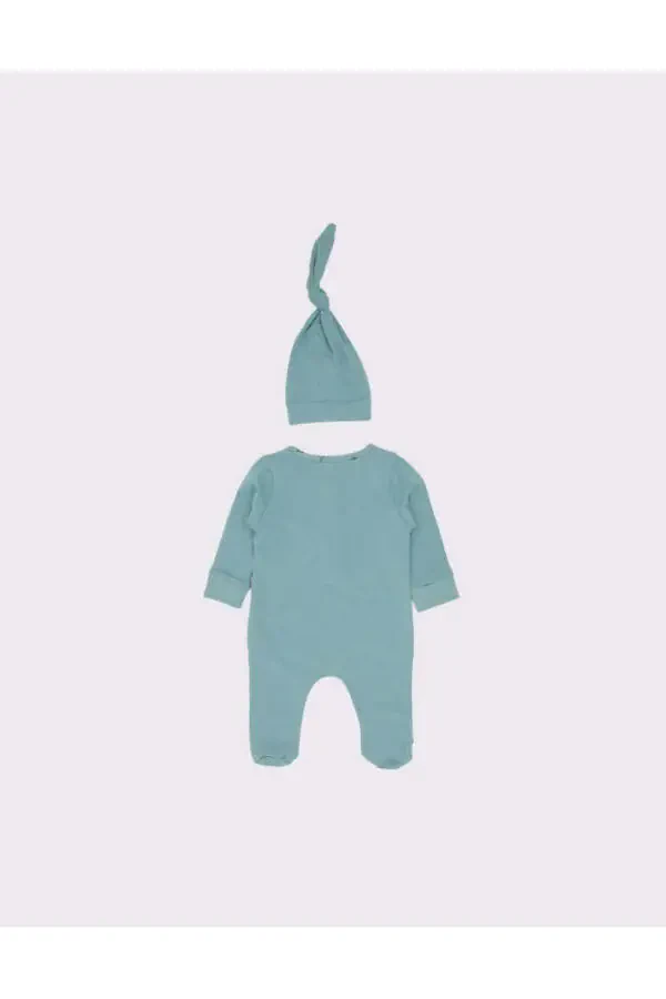 Organic Baby Romper and Bonnet - 3