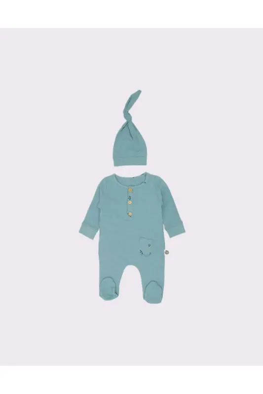 Organic Baby Romper and Bonnet - 2