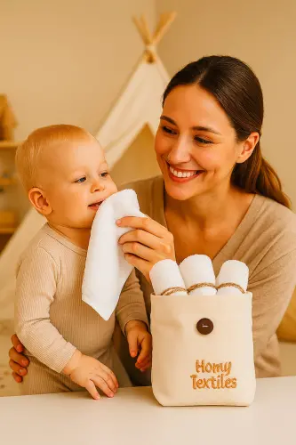 Organic Bamboo 6 Pcs Washable Makeup Remover Towel Baby Mouth Cloth with Gift Bag - HOMY TEXTILES (1)